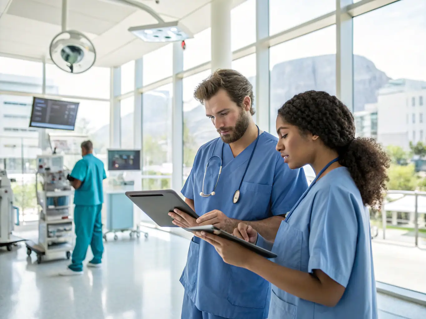 A professional photograph of healthcare professionals using the Dozee VS system in a hospital setting, demonstrating its integration into clinical workflows and its contribution to enhanced patient care.